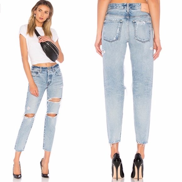 Moussy Vintage Branford Tapered Distressed Jeans Size 25